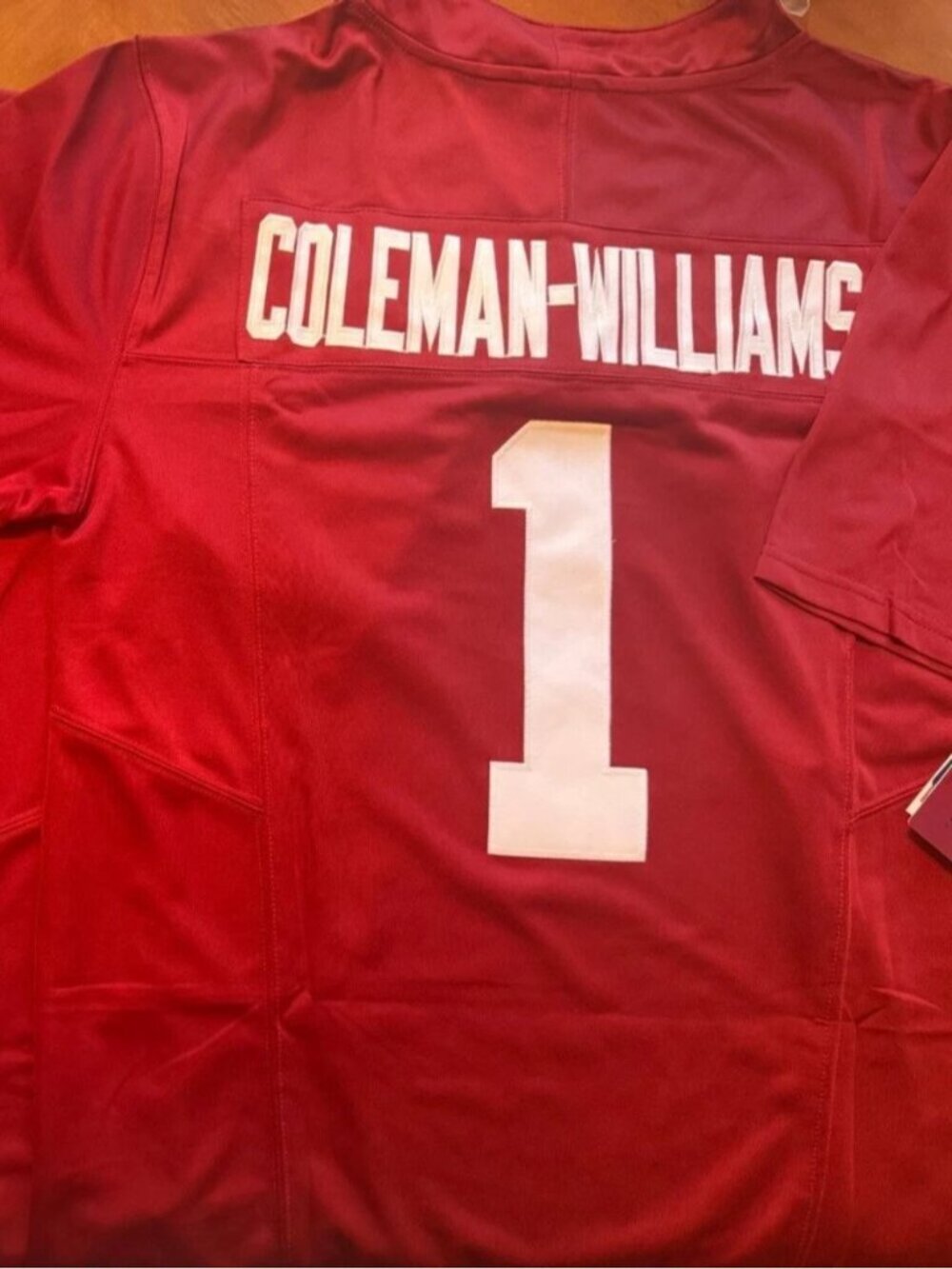 Ryan Coleman-Williams Crimson Jersey Red Stitched Vapor